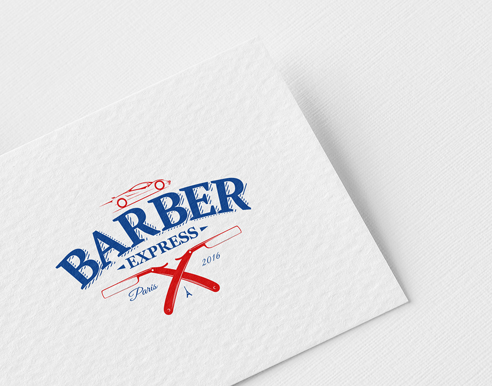 logo barber bleu rouge