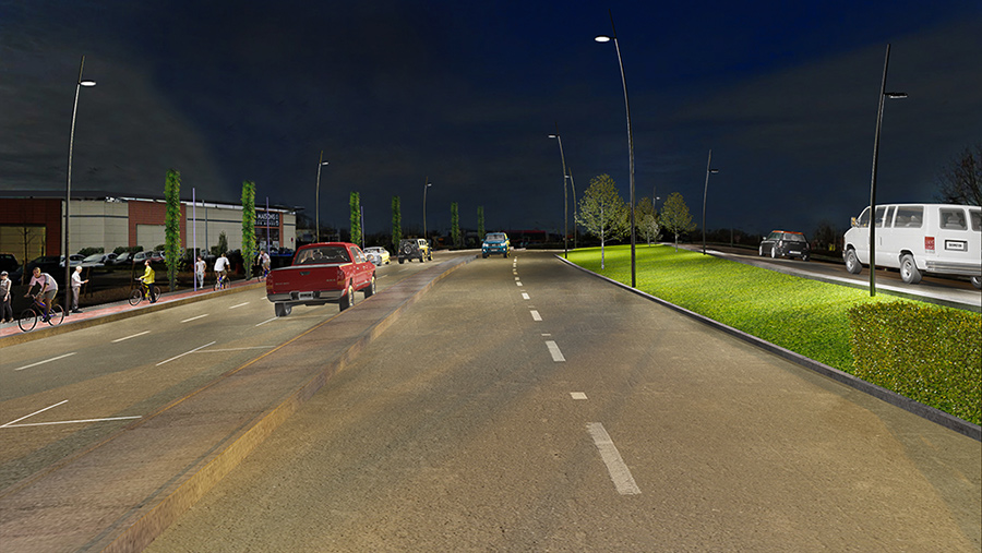 route nuit voiture 3d