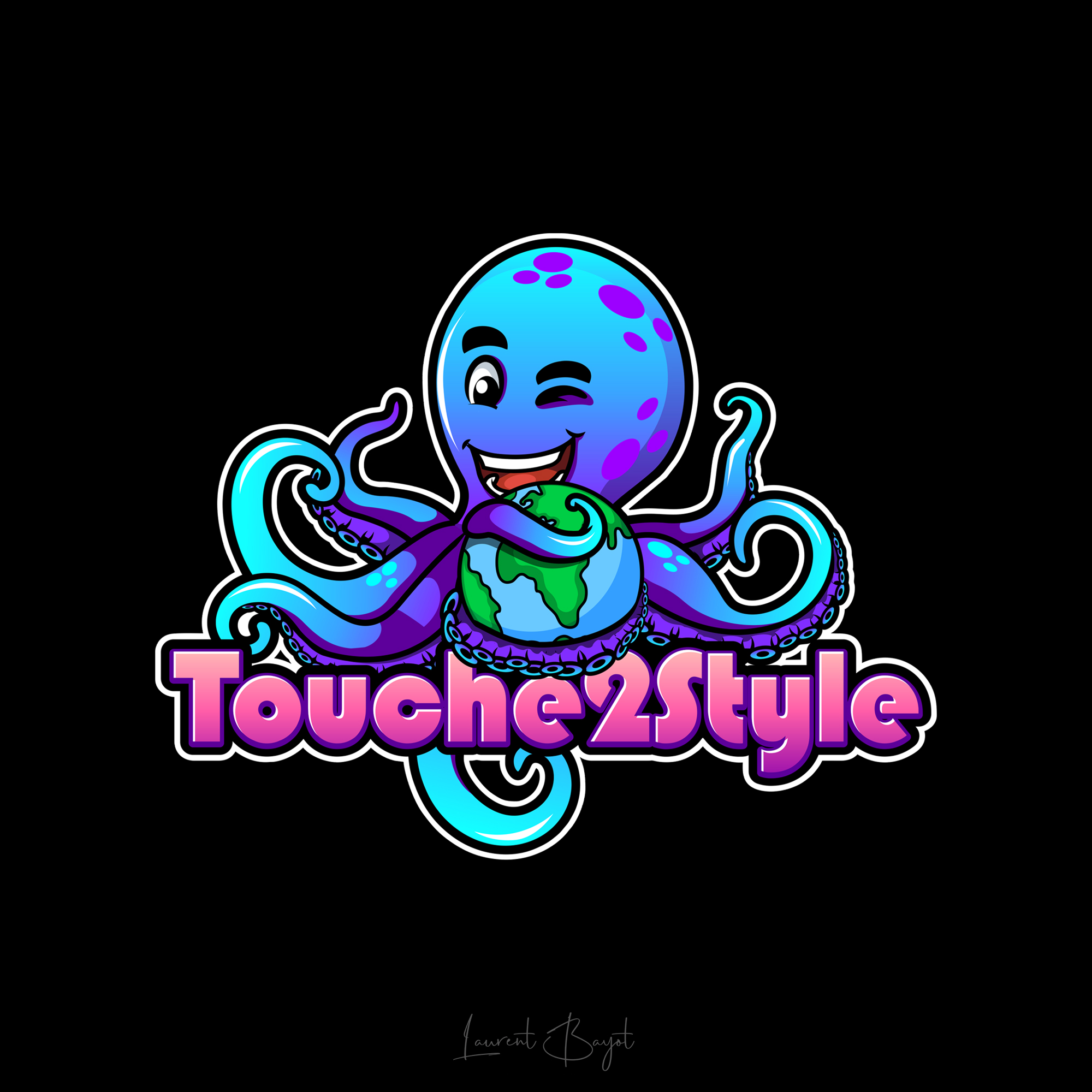 logo mascotte pieuvre touche2style